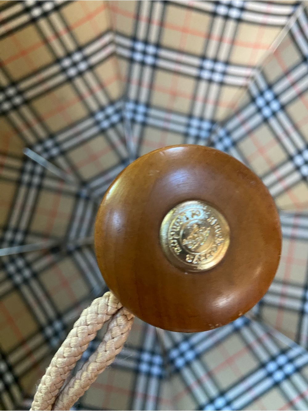 Burberrys Vintage Check Compact Umbrella in Beige, Black & Red (Sold As Is) - Picture 9 of 13